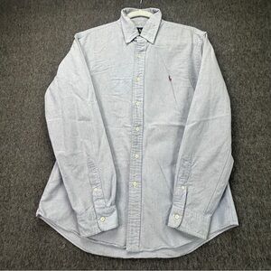 Ralph Lauren Shirt Mens Medium Blue Custom Fit Oxford Button Long Sleeve